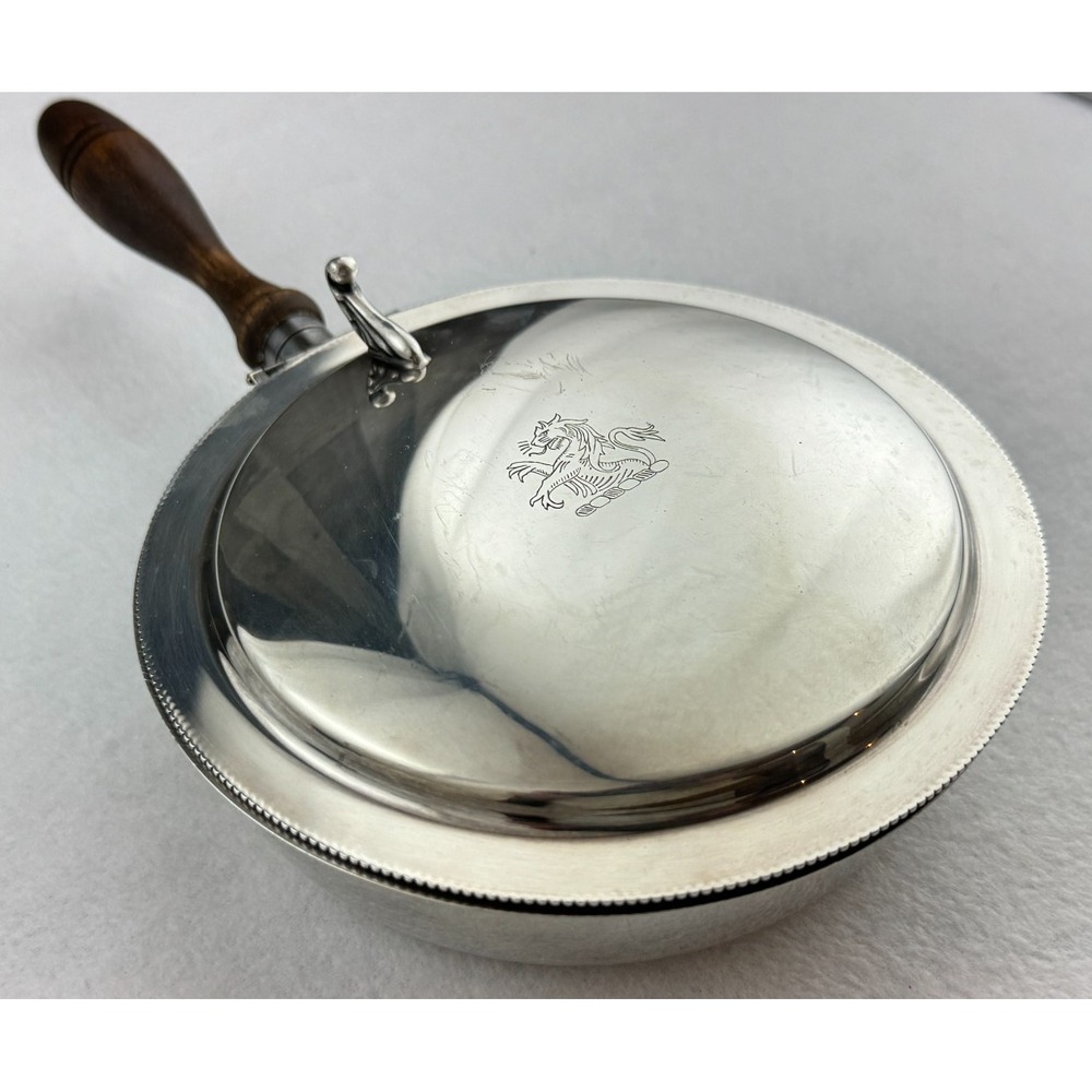 Vintage Gorham YC135 Silverplate Silent Butler Crumb Catcher Wood Handle